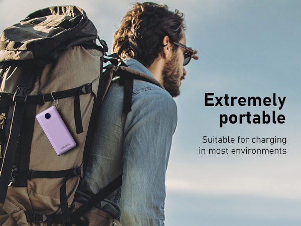 Can be attached to a backpack Portable power bank