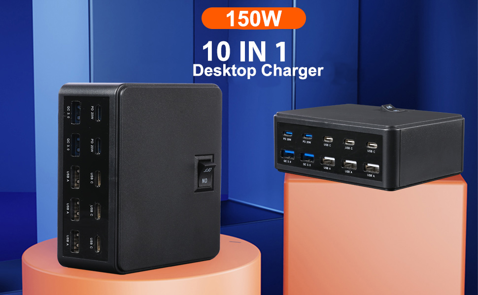 150W 10-Port USB Charger