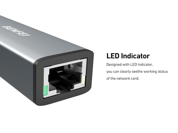 USB C to Ethernet + Power delivery, LED Indicator