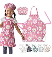 VITA ELEGANTE Kids Apron With Pocket &amp; Chef Hat - Water Resistant Toddler Apron