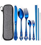 AARAINBOW 7 Pieces Stainless Steel Flatware Set Portable Reusable Cutlery Set Travel Utensils Set...