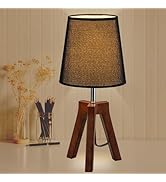 Dreamholder Wood Bedside Table Lamp, Tripod Desk Lamp with On-Off Switch, Nightstand Lamp with Fa...