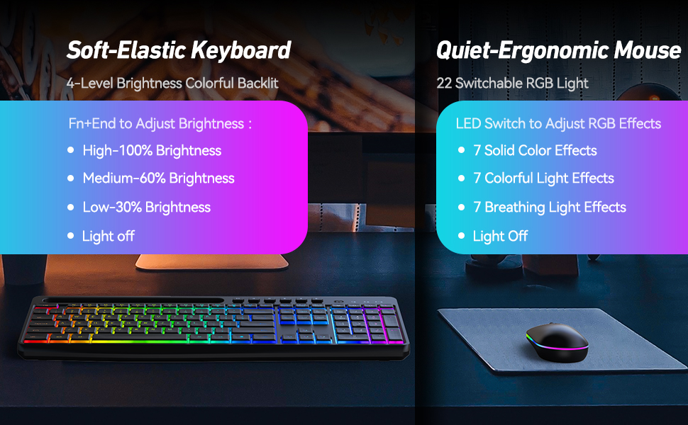 light up wireless keyboard and mouse
