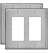 [2 Pack] BESTTEN 2-Gang Decor Metal Wall Plate with White or Clear Plastic Film, Standard Size, S...
