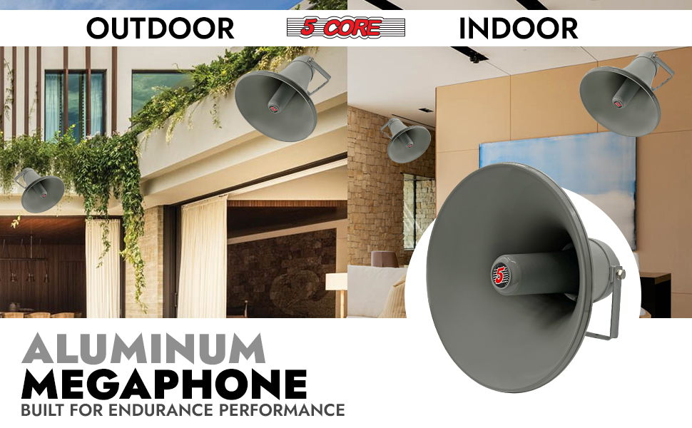 5 Core PA Speaker 12 Inch 350W Peak Bull Horn Loud Audio Indoor Outdoor Speakers