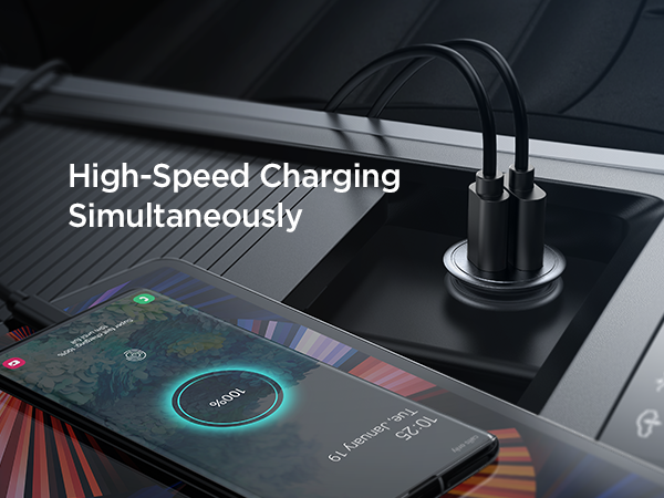 car charger usb c car charger adaper fast charging compatible with iphone samsung android ipad