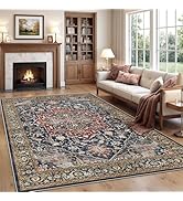Rugland 8x10 Area Rugs - Stain Resistant Washable Rug, Anti Slip Rugs for Living Room, Vintage Tr...