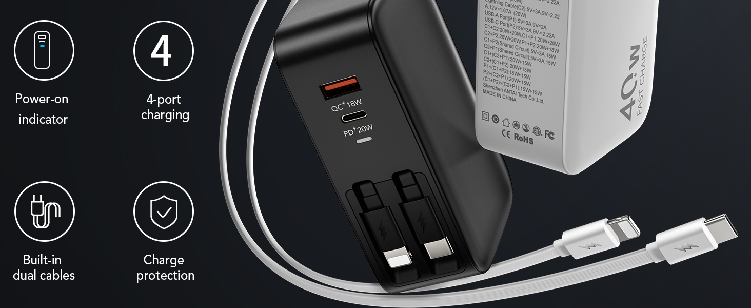 4-Port USB C Charger Block