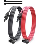 YHPWOQ 10Ft Solar Extension Cable, 10AWG Solar Panel Cable with Waterproof Connectors, Red and Bl...