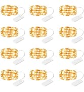 SINAMER 12 Pack Fairy Lights Battery Operated String Lights, 7ft 20 Led Waterproof Copper Wire Fi...