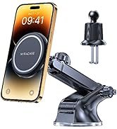 Miracase Fits for MagSafe Car Mount, [Upgraded Suction&amp; Long Arm] Magnetic Phone Holder for Car D...