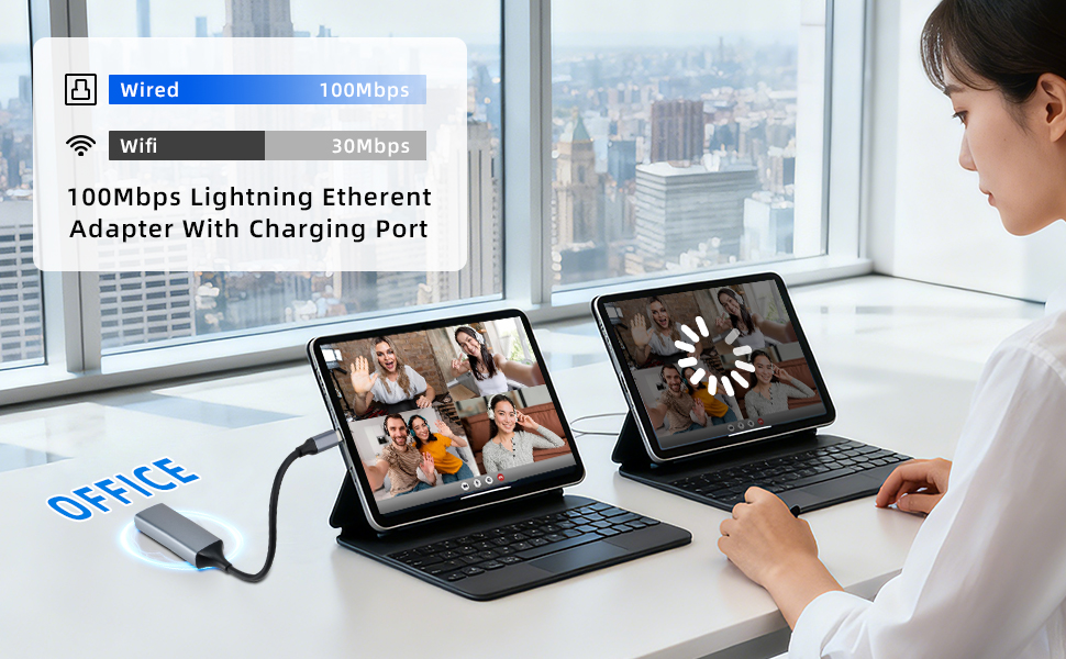 Lightning to Ethernet Adapter with Charging Port