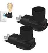 2-Pack 3 Prong Outlet to Light Bulb Socket Adapter, E26 E27 Light Bulb Socket, 360° Rotatable Lig...