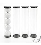 Milisten 4Pcs Clear Golf Ball Tubes, Golf Ball Storage Case with Caps, Portable Golf Barrel Clear...