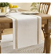 Wracra Jute Farmhouse Table Runners 36 Inches Long, Macrame Rustic Dining Table Runner for Everyd...