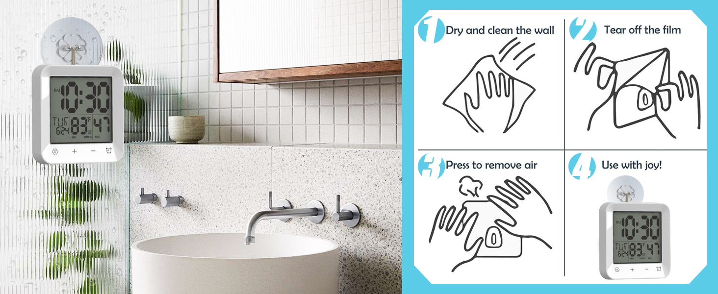 waterproof clock toilet timer Water Resistant Countdown Timer for Bathroom
