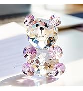 H&amp;D Pink 3D Little Bear Crystal Figurine Paperweights Glass Xmas Decor