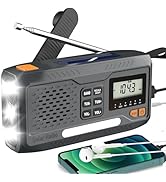 Emergency Weather Radio, Solar Hand Crank Radio with AM/FM/NOAA, 7400mWh Radios Flashlight Cell P...
