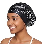 Rantizon Unisex Swim Cap for Long Hair, Large Soft Silicone Womens Swim Caps for Braids, Dreadloc...