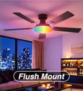 Amico Ceiling Fans with Lights, 52'' Smart RGB Ceiling Fan with Remote/APP/Alexa Control, Flush M...