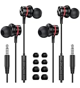 MOSWAG Wired Headphones, 3.5mm Wired Headphones with Microphone, in-Ear Noise Nancelling Wired He...