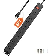 CFMASTER 8 Outlet Metal Power Strip,6FT Long Extension Cord Heavy Duty Power Strip for Kitchen,Of...