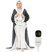 JKMAX Heated Electric Blanket Wearable Throw - Heated Wearable Robe with Sleeves and Foot Pockets...