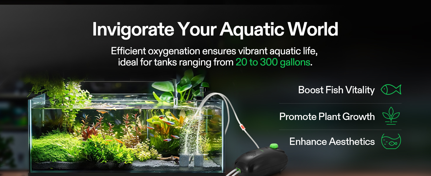 Adjustable Aquarium Aerator for 20-300 Gallons Fish Tanks