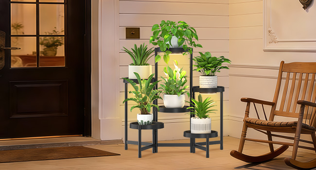 patio porch plant stand with Grow light