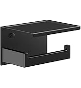 HITSLAM Matte Black Toilet Paper Holder, Stick on Toilet Paper Roll Holder with Shelf, Self Adhes...