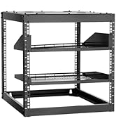 VEVOR 10U Server Rack, Open Frame Network Rack,4-Post Floor Standing or Wall Mounted, Includes 2P...