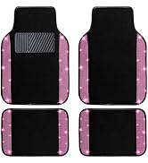 NBTEPEM Pink Bling Car Floor Mats Full Set, Universal Fit Most Cars,SUV, Trucks, 4 pcs Sparkle Gl...