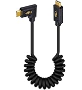 Duttek 40Gbps USB C to USB C Coiled Cable for Thunderbolt 3,Right Angled USB Type c Male to Male ...