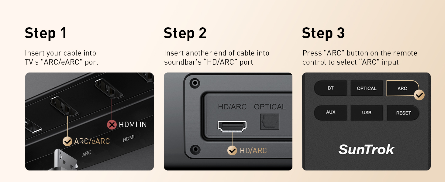 HDMI ARC connection steps