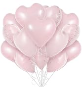TONIFUL 30Pcs 18 Inch Baby Pink Heart Balloons Pastel Pink Heart Shape Foil Mylar Balloons Decora...