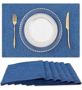 homing Cotton Linen Placemats Set of 6, Cloth Washable Farmhouse Dining Table Mats for Indoors &amp; ...