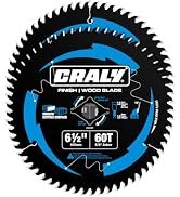CRALY 6-1/2 Inch 60 Teeth Ultra Fine Finish Wood Cutting Circular Saw Blade, 5/8 Inch Arbor, Carb...