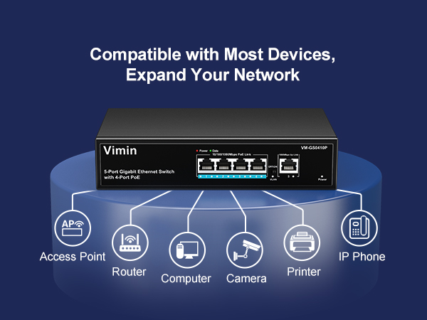 5 port gigabit poe switch with 1 uplink port