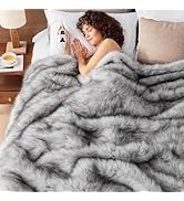 Faux Fur Heated Electric Blanket Throw, 50"X60" Heating Blanket Gifts for Women Mom Winter Warmin...
