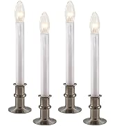 612 Vermont Ultra-Bright LED Window Candles with Timer, Battery Operated, Metal Base, White Candl...