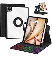 VOWUBO iPad Air 6th Gen 11-inch 2024 Rotating Keyboard Case, Magic Detachable Cover with Colourfu...
