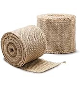 LaRibbons 2 Pcs 3 Inch Burlap Wide Fabric Craft Ribbon,10 Yard Per Roll, Natural Brown Ribbon for...