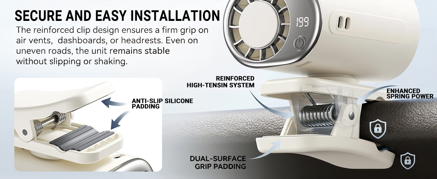 2026 Mini Portable Car Clip on Air Conditioner Fan