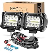 NAOEVO 4 Inch LED Pod Lights, Spot Flood LED Fog/Driving/Off Road Lights, Small LED Light Bar wit...