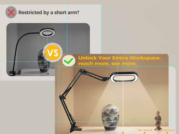 task light with magnifying glass