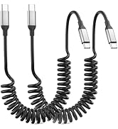 Coiled USB C to USB C Cable for Car 2Pack, 60W(3A) Retractable Apple USB C Charger Cable, Type C ...