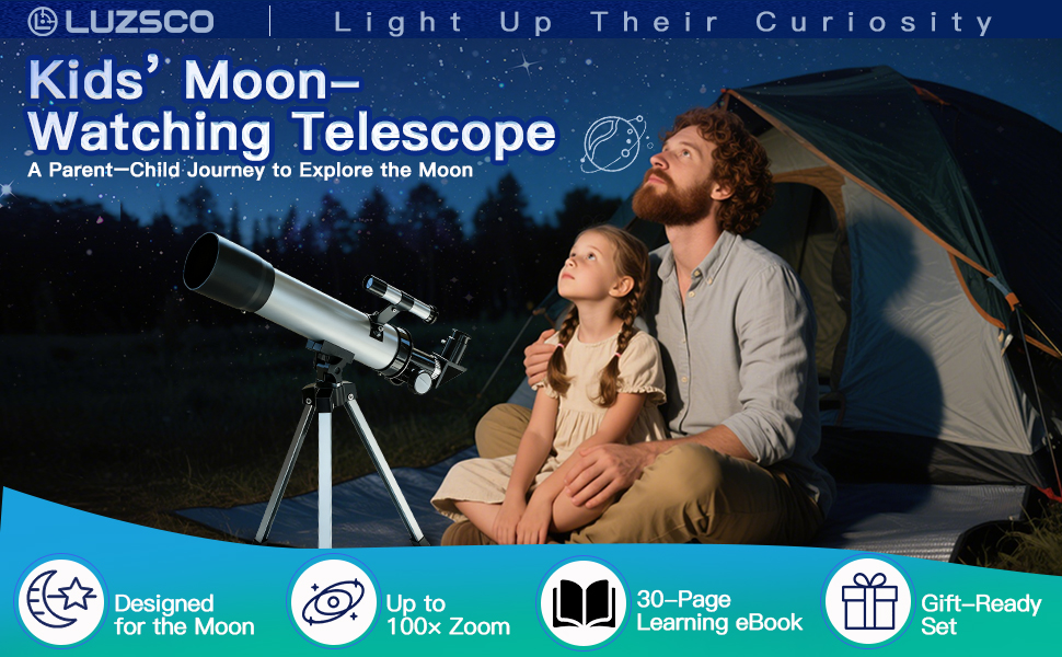 Telescope for Kids 50mm 100x Magnification Beginner Telescopio with Tripod