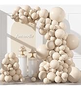 Amandir 153pcs White Sand Balloons Arch Garland Kit Different Sizes 18 12 10 5 Inch Cream Beige S...
