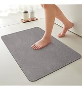 Quick Dry Bath Mat, Bathroom Rugs Non Slip Washable Thin Absorbent Bath Mat Fits Under Door Bathr...