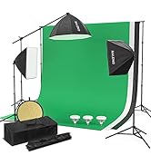 RALENO Photography Lighting Kit, 8.5ft x 10ft Background Support System with 30-Inch Octagonal Ke...